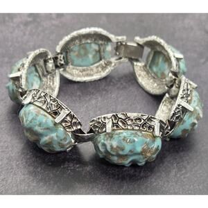 Vintage Tara Fifth Avenue Turquoise Lava Stone 6 Link Bracelet